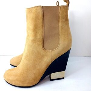 Givenchy Suede Chelsea Ankle Boots Tan Block Heel Resoled No Size Tag Measure 38
